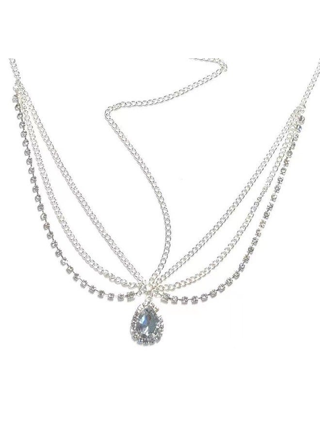 HS Head Chain, Headbands Wedding Headpiece Accessories Head Chain Vintage Rhinestones Crysatal Drop Headpiece Headband Wedding Prom Eveing Women Girl Hair Accessories, Silver - Image 2