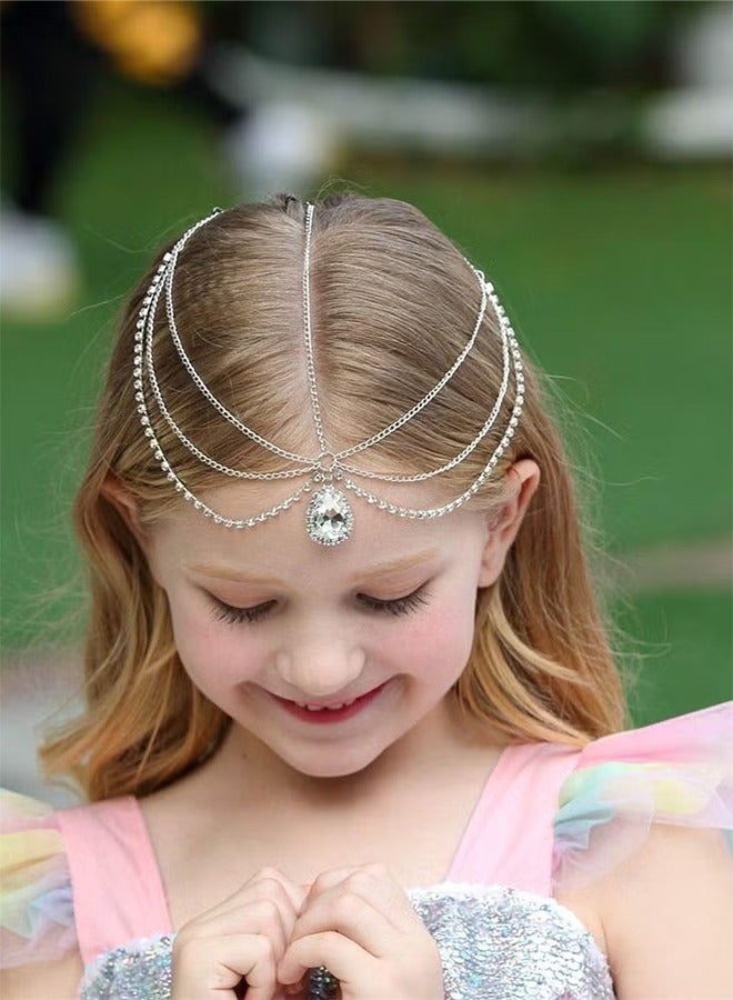 HS Head Chain, Headbands Wedding Headpiece Accessories Head Chain Vintage Rhinestones Crysatal Drop Headpiece Headband Wedding Prom Eveing Women Girl Hair Accessories, Silver - Image 5