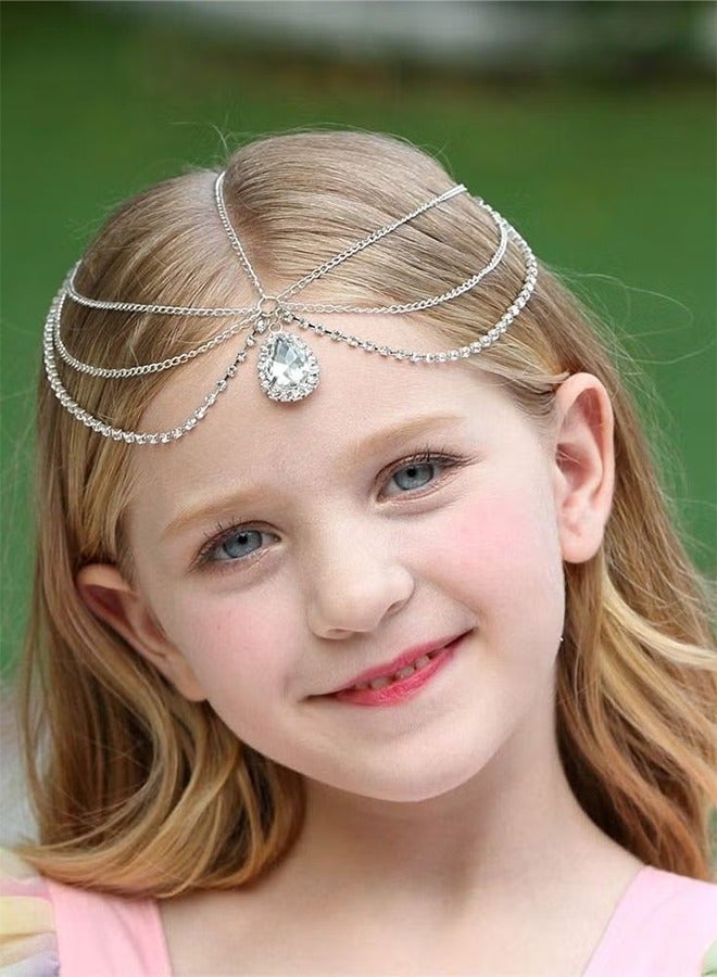 HS Head Chain, Headbands Wedding Headpiece Accessories Head Chain Vintage Rhinestones Crysatal Drop Headpiece Headband Wedding Prom Eveing Women Girl Hair Accessories, Silver - Image 4