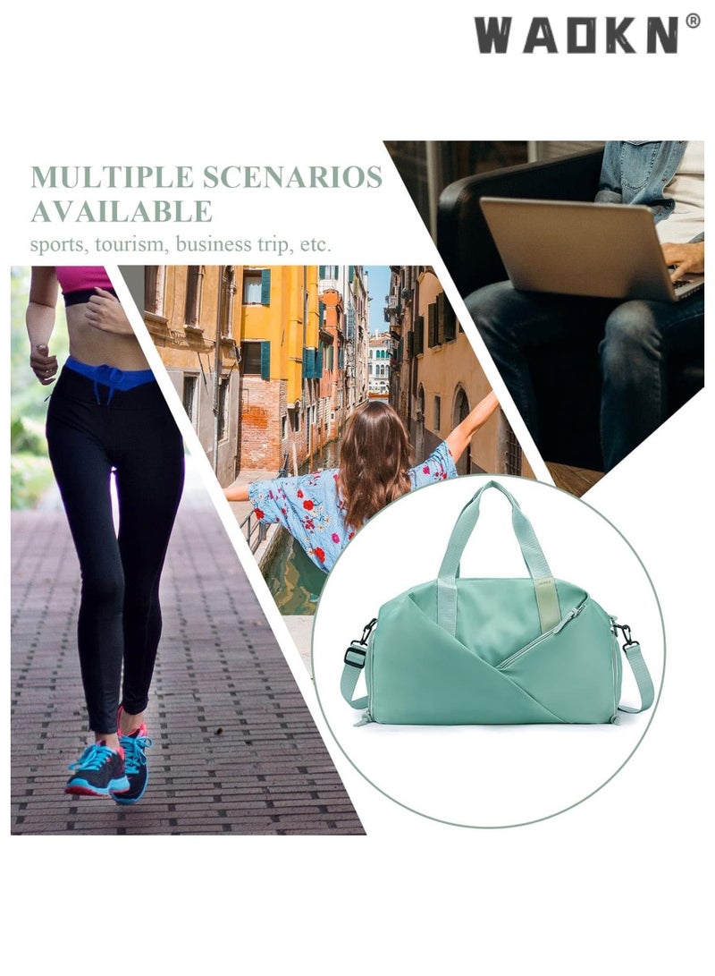 WAOKN Sports Gym Bag for Women, Workout Duffel Bag Travel Bags Swim Sports Travel Gym Bag with Dry Wet Pocket and Shoe Compartment Travel bag Yoga Bag (Green) - Image 5