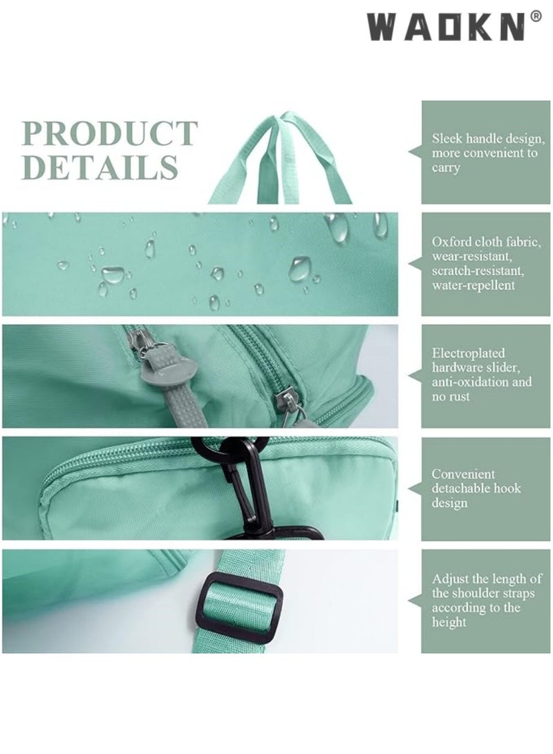 WAOKN Sports Gym Bag for Women, Workout Duffel Bag Travel Bags Swim Sports Travel Gym Bag with Dry Wet Pocket and Shoe Compartment Travel bag Yoga Bag (Green) - Image 3