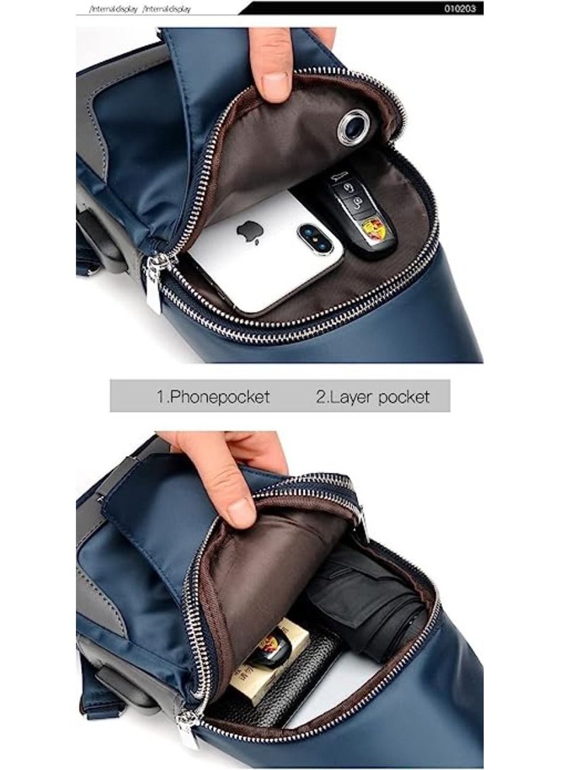 Men's Messenger bag shoulder Oxford Cloth Chest Bags Crossbody Casual Bags Man USB Charging Multifunction And Handbag  - Image 4