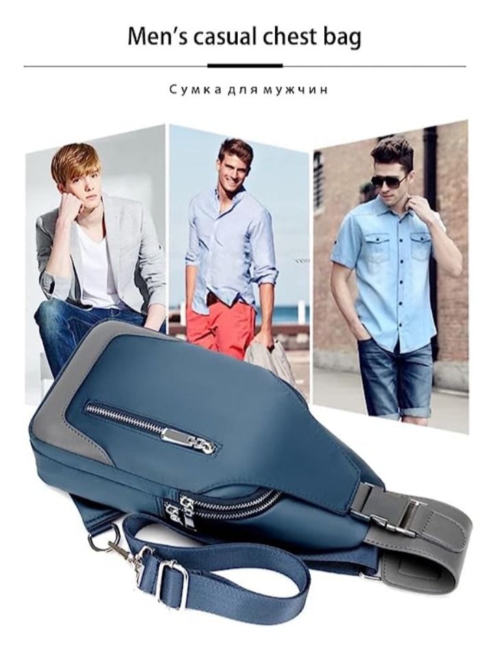 Men's Messenger bag shoulder Oxford Cloth Chest Bags Crossbody Casual Bags Man USB Charging Multifunction And Handbag  - Image 3