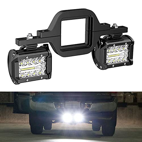 RYANSTAR RACING Tow Hitch LED Lights 2 PCS 4 Inch 60W Led Pods,2.5 Inch Tow Hitch Mounting Brackets Backup ​Reverse Lights Compatible with Pickup ATV SUV Truck Trailer Boat - Image 1