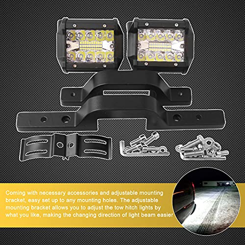 RYANSTAR RACING Tow Hitch LED Lights 2 PCS 4 Inch 60W Led Pods,2.5 Inch Tow Hitch Mounting Brackets Backup ​Reverse Lights Compatible with Pickup ATV SUV Truck Trailer Boat - Image 4
