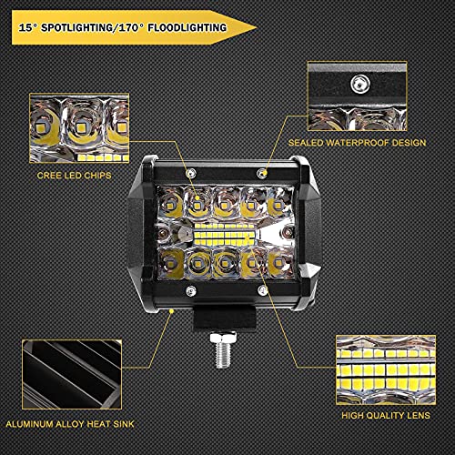 RYANSTAR RACING Tow Hitch LED Lights 2 PCS 4 Inch 60W Led Pods,2.5 Inch Tow Hitch Mounting Brackets Backup ​Reverse Lights Compatible with Pickup ATV SUV Truck Trailer Boat - Image 3