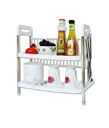 CONNECTWIDE CONNECTWIDE Stainless Steel 2 Tiers Kitchen Dish Drying Racks Multi-Storage, Multicolour  - Image 1