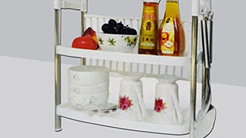 CONNECTWIDE CONNECTWIDE Stainless Steel 2 Tiers Kitchen Dish Drying Racks Multi-Storage, Multicolour  - Image 5