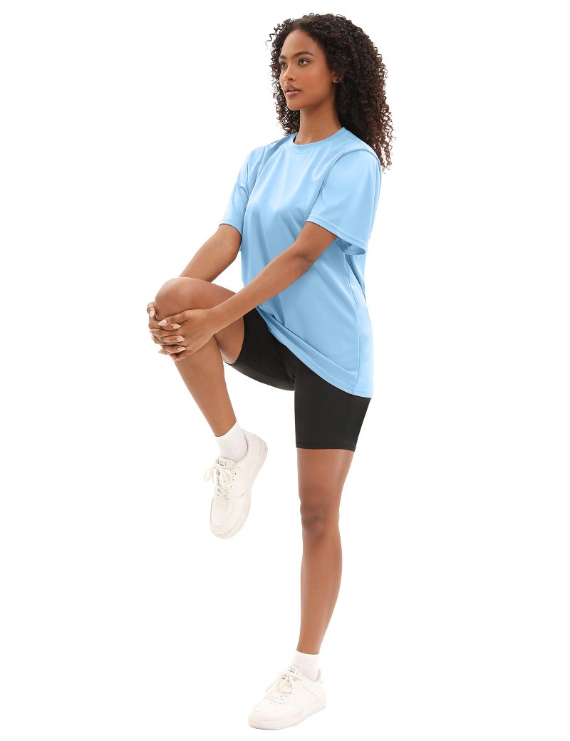 Kinglaman 5 Pack Workout Oversized T Shirts for Women, Short Sleeve Plus Size Baggy Dry Fit Athletic Gym Shirts Tops Tees 1 Black 1 Dark Pink 1 Blue 1 Ash Grey 1 Green X-Large - Image 3