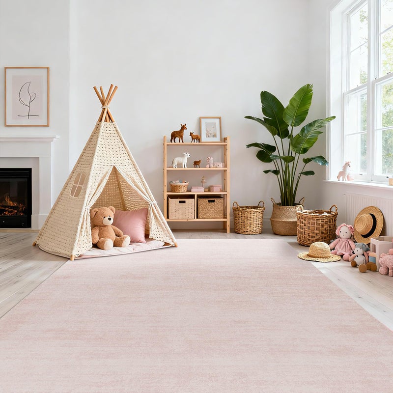 BILEEHOME Light Pink Rug 5x7 for Nursery Bedroom,Abstract Cute Modern Washable Boho Area Rugs for Girls Room,Blush - Image 2