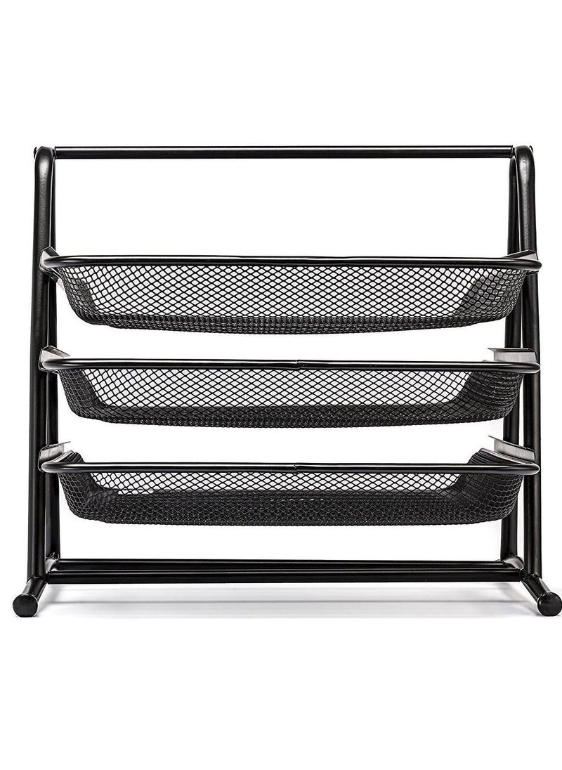 ELTRAZONE Metal Mesh 3 Tier Desk Organizer File Tray for Documents Letters Magazine Newspaper for Office - Image 1