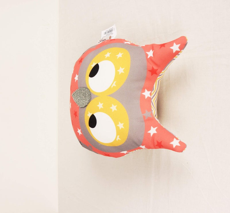 Sivya Polyester By Home Micro Filled Shape Cute Cushion For Kids (Owl Coral), Pack of 1 - Image 3