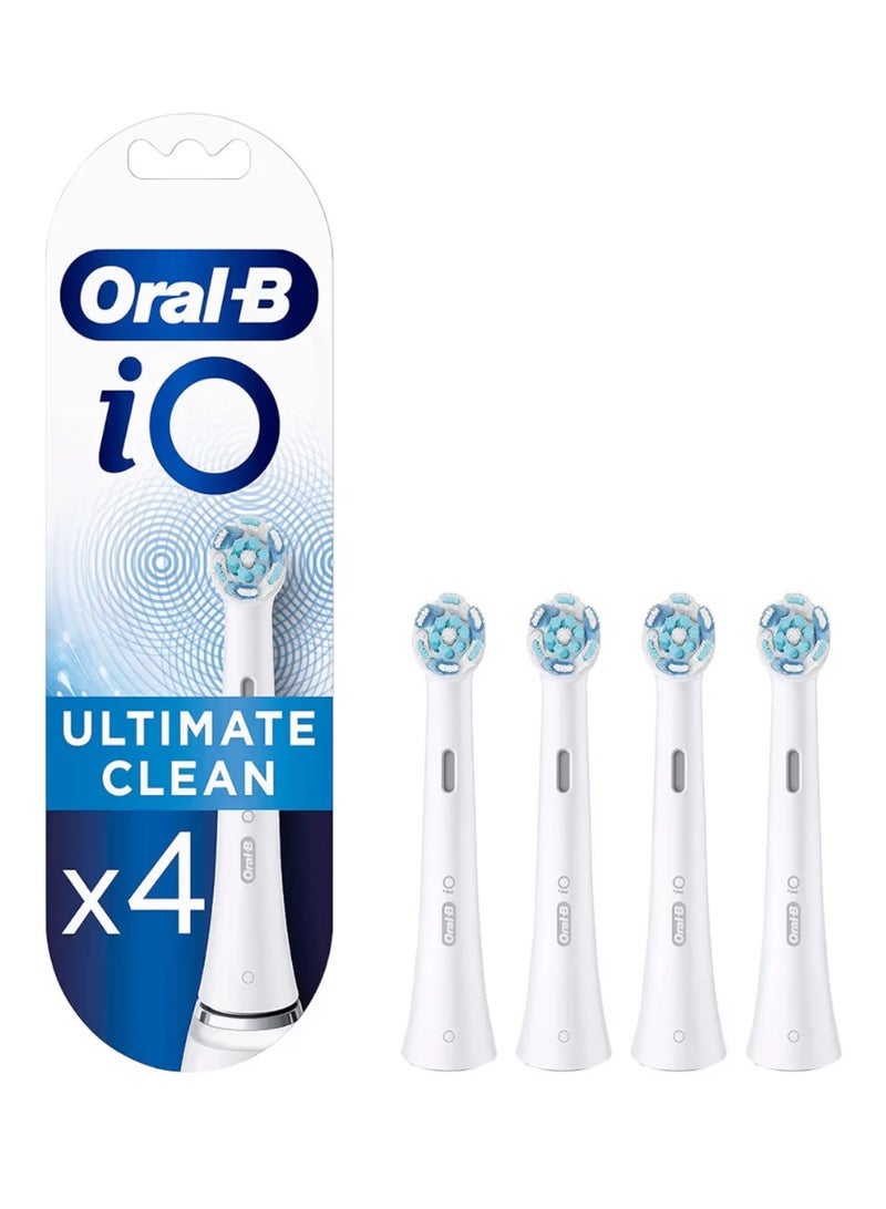 Oral-B iO Ultimate Clean Replacement Brush Heads Refill for Electric Rechargeable, White, 4 Count White - Image 1