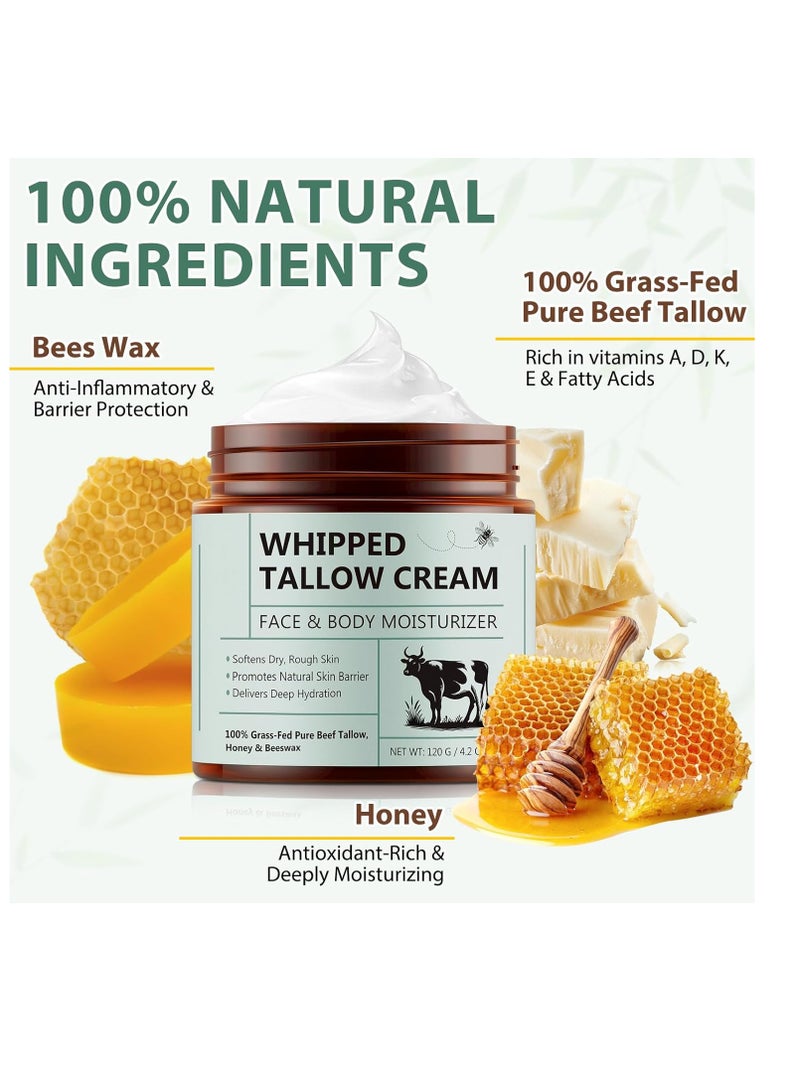 Beef Tallow Skin Care, Tallow Face Cream, Moisturize Your Skin, Provide Your Skin with Long-Lasting Moisturizing, Prevent Skin Aging, and Repair Skin, for All Skin Type - 4.2 oz - Image 3