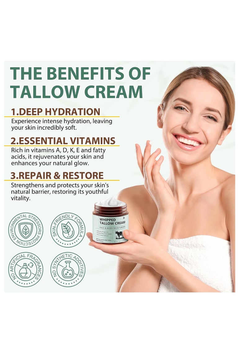 Beef Tallow Skin Care, Tallow Face Cream, Moisturize Your Skin, Provide Your Skin with Long-Lasting Moisturizing, Prevent Skin Aging, and Repair Skin, for All Skin Type - 4.2 oz - Image 4