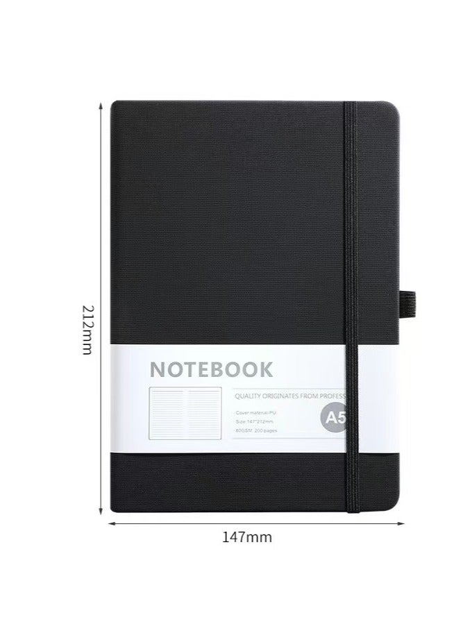 Generic A5 PU Leather Hardcover Notebook for Writing, Business Work,Travel,School,College, 5.5 x 8.3 inch, 200 Pages Classic College Ruled Journals Notepad.(BLACK)  - Image 1