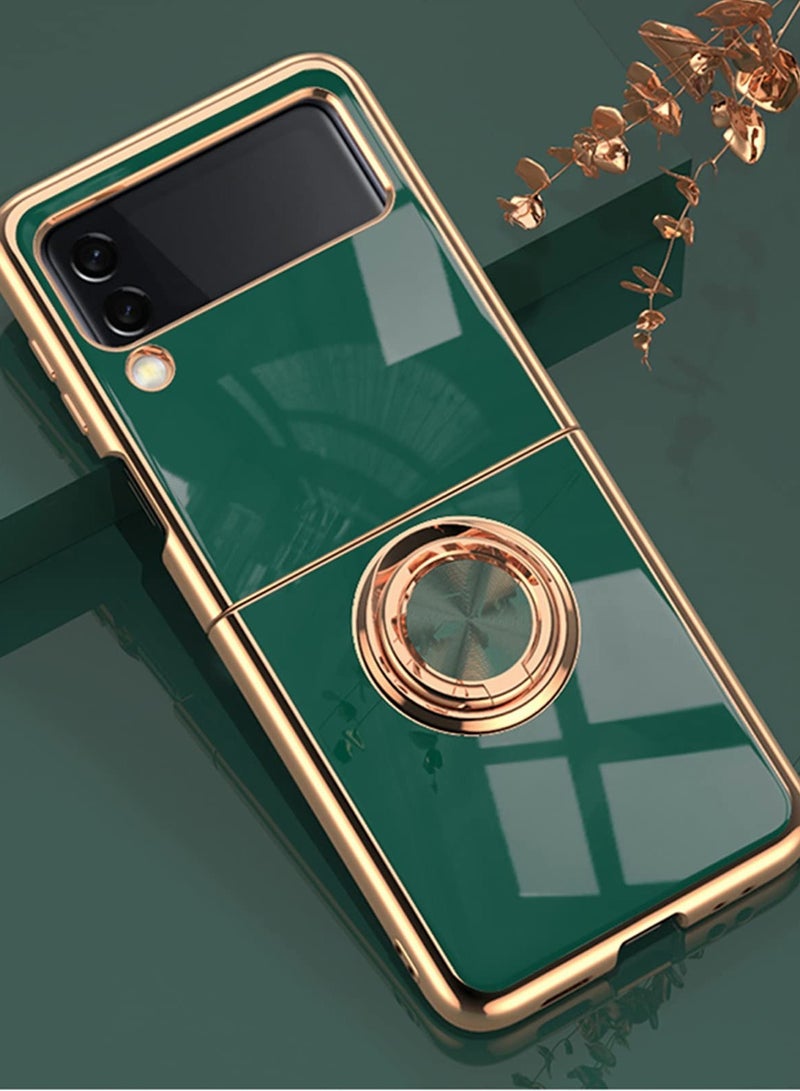 Excefore Excefore Design for Samsung Galaxy Z Flip 4 5g Phone Case, Luxury Gold Electroplated Edge Case with Kickstand Ring Holder - Image 2