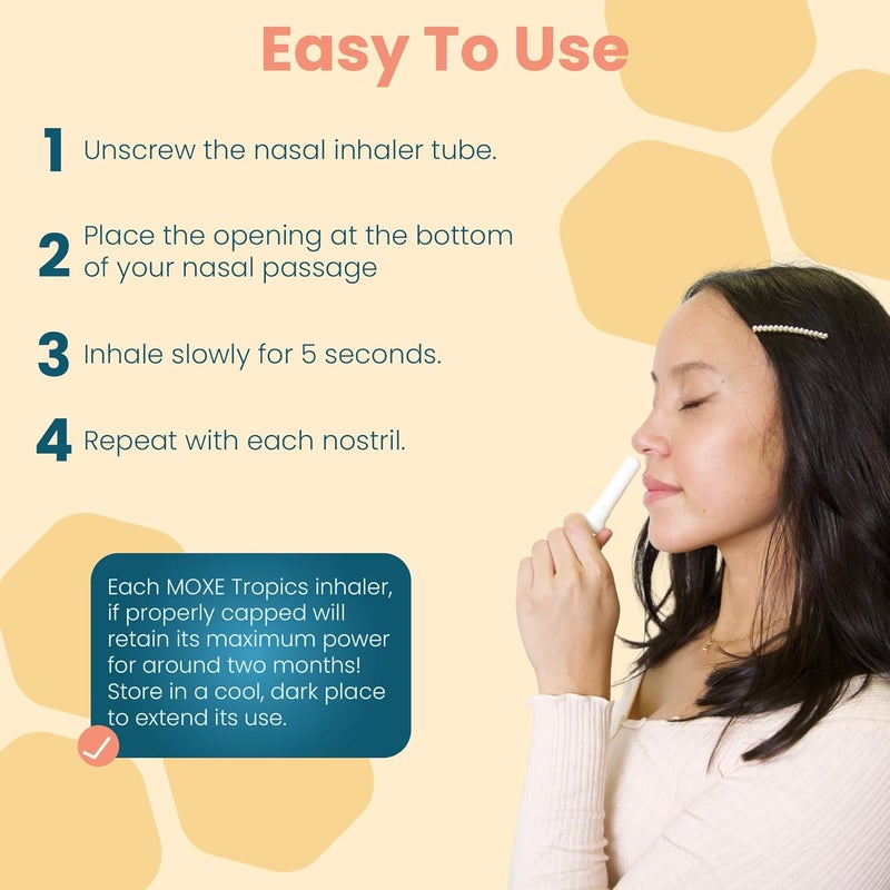 MOXE Tropics Nasal Stick Caribbean Escape  Tropical Scents  Grapefruit Ylang Ylang  Vanilla Oil  Summer Beach Relaxing Aromatherapy with 100 Pure Essential Oils Made in USA 3 Pack - Image 4