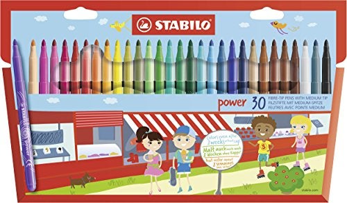 STABILO Medium Fiber-Tip Pen - STABILO power - Pack of 30 - Assorted Colors - Image 1