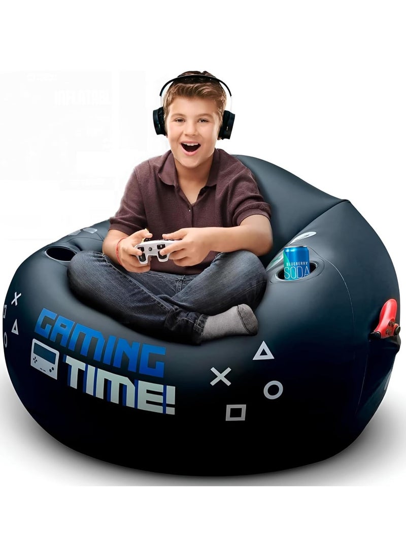 WALALLA Foldable Portable Inflatable Bean Bag Sofa, Inflatable Bean Bag Chairs, Beanless Bag, Inflatable Lounge Chair, Lazy Sofa, Lazy Chair, Air Gaming Chair with Cup Holders and Side Pocket - Image 1
