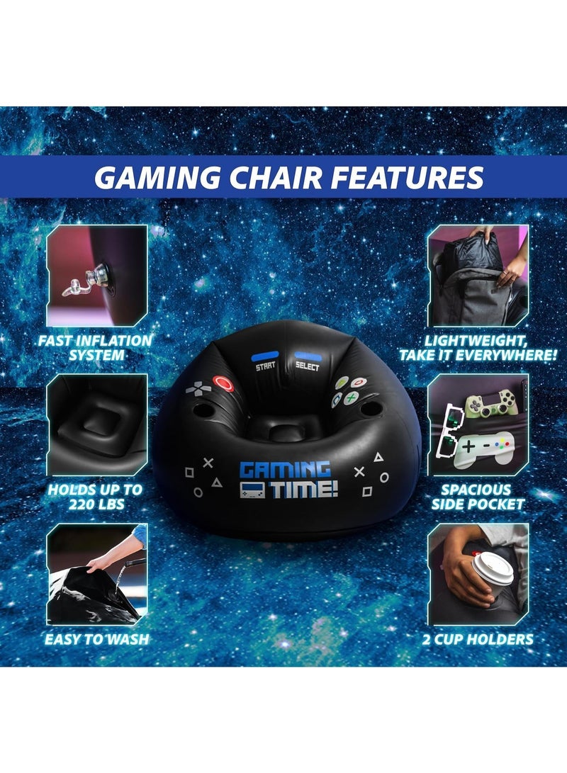 WALALLA Foldable Portable Inflatable Bean Bag Sofa, Inflatable Bean Bag Chairs, Beanless Bag, Inflatable Lounge Chair, Lazy Sofa, Lazy Chair, Air Gaming Chair with Cup Holders and Side Pocket - Image 4