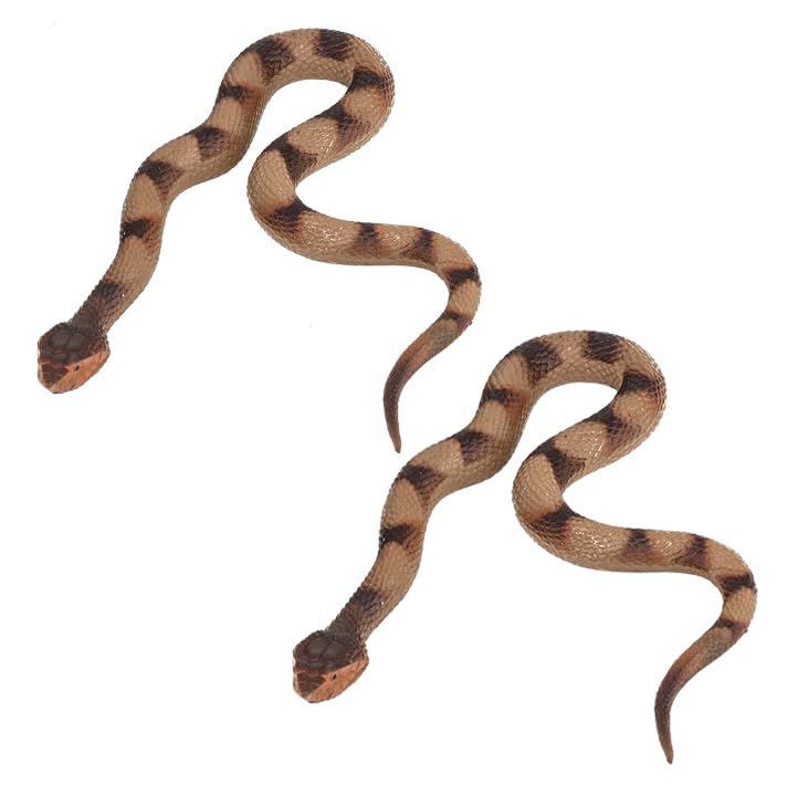 Lohoee 2Pcs Realistic Fake Snakes Toy Lifelike Rubber Rattlesnake Snake Scare Birds and Squirrels Tricky Model Snake Toys for Gift Party Favors or Halloween Decoration Props - Image 1