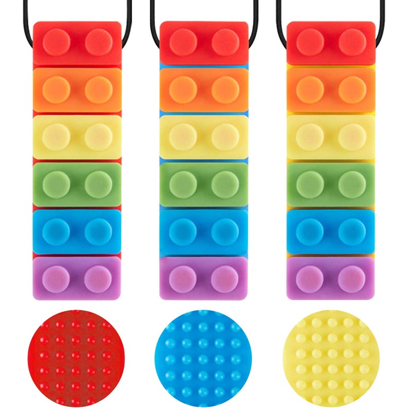Promax 3 Pack Sensory Chew Necklaces for Kids Toddlers with Autism ADHDBiting NeedsOral Motor Chewy StickSilicone Teether Toys for Autistic ChewersGumFriendly