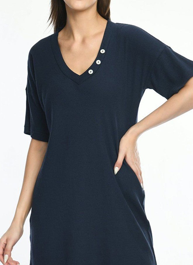 Pretilly Navy Blue A-Line Mini Dress for Women - Image 2