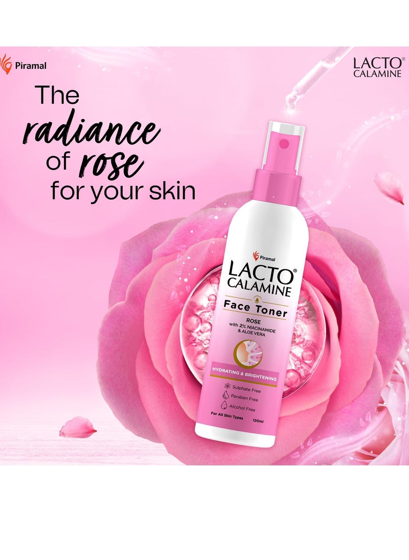 Lacto Calamine Toner For Glowing Skin, RoseWater with Aloe Vera & 2% Niacinamide, 120ml  - Image 2