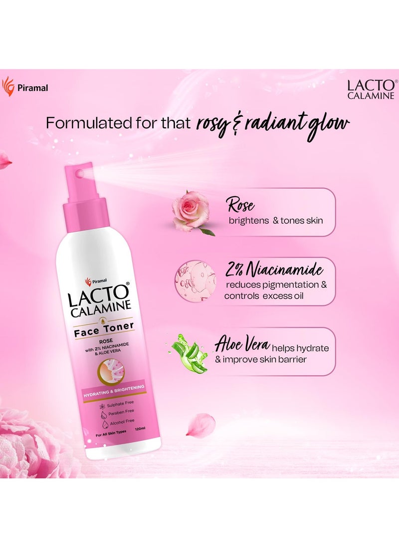 Lacto Calamine Toner For Glowing Skin, RoseWater with Aloe Vera & 2% Niacinamide, 120ml  - Image 4