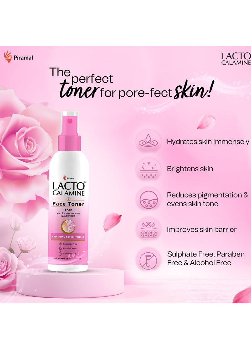 Lacto Calamine Toner For Glowing Skin, RoseWater with Aloe Vera & 2% Niacinamide, 120ml  - Image 3