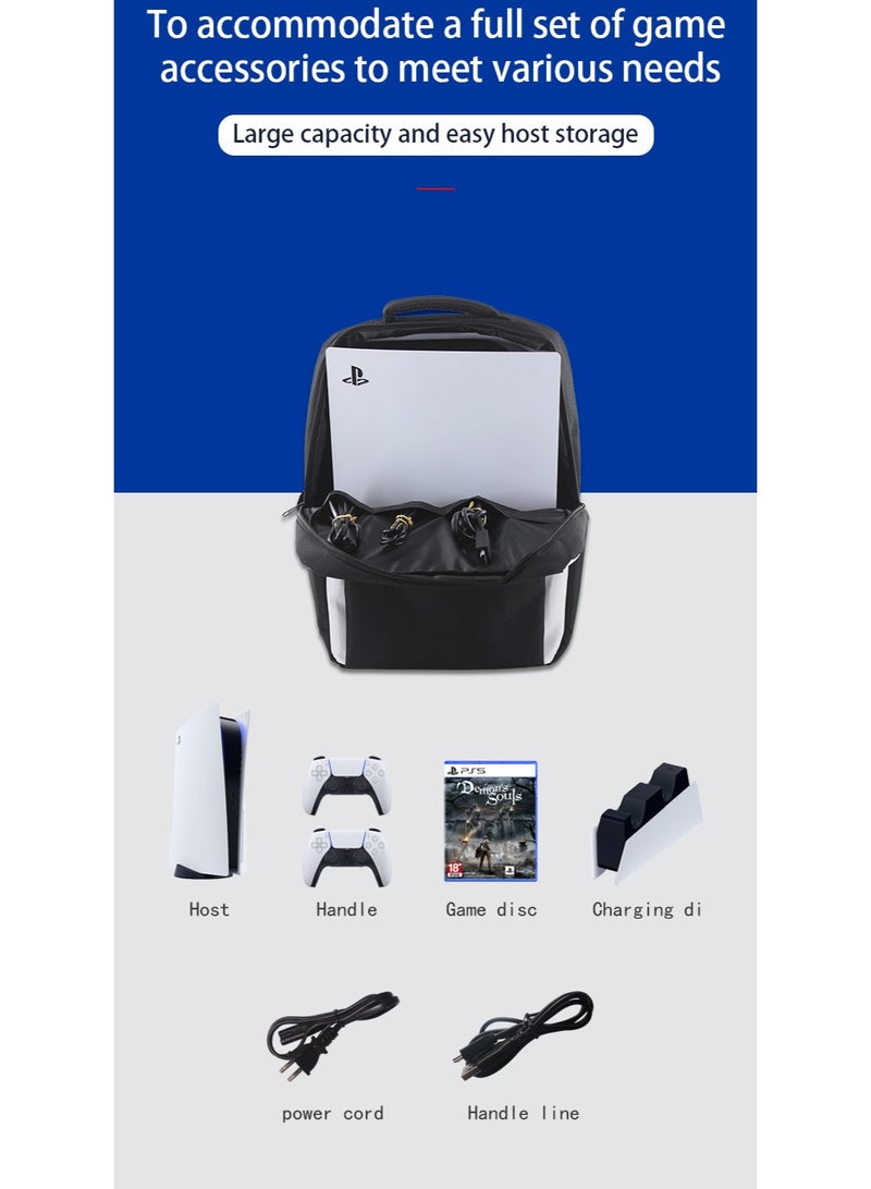 Full Protection PS5 Game Console Backpack, Large Capacity PS5 Carrying Case, Durable Nylon Console Case for PlayStation 5/PS 4/Xbox And Accessories Storage, Suitable for Travel Suitcase, PS5 Adjustable Bag with Strap (Black) - Image 2