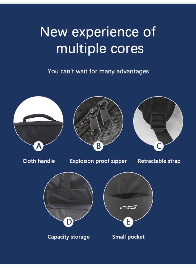 Full Protection PS5 Game Console Backpack, Large Capacity PS5 Carrying Case, Durable Nylon Console Case for PlayStation 5/PS 4/Xbox And Accessories Storage, Suitable for Travel Suitcase, PS5 Adjustable Bag with Strap (Black) - Image 3