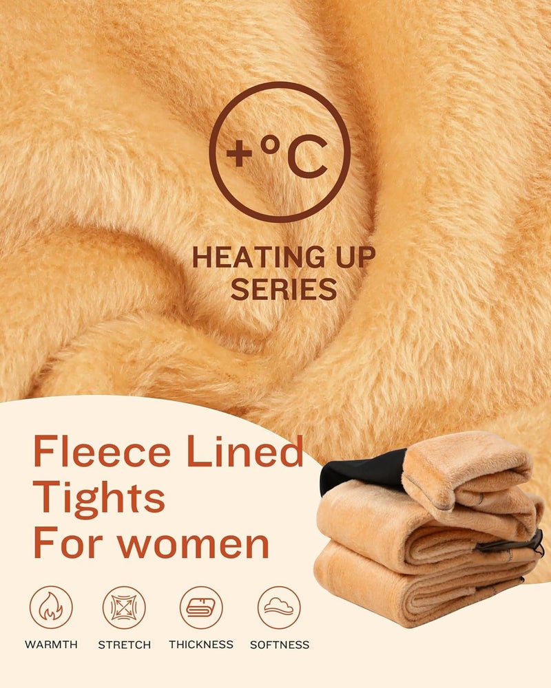 KeepCart Velvet Touch Thermal Tights Leggings for Women - Ultimate Warm Fleece Leggings for Women, Thermal Winter Fake Translucent Tights, Dual-Tone, Free Size (Waist Size : 26 Inch to 34 Inch) Black - Image 3