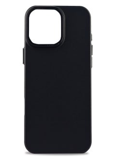 Generic Luxury Lychee Leather Case Solid Color Ultra Slim Hard PC For iPhone 16 Pro (black) 