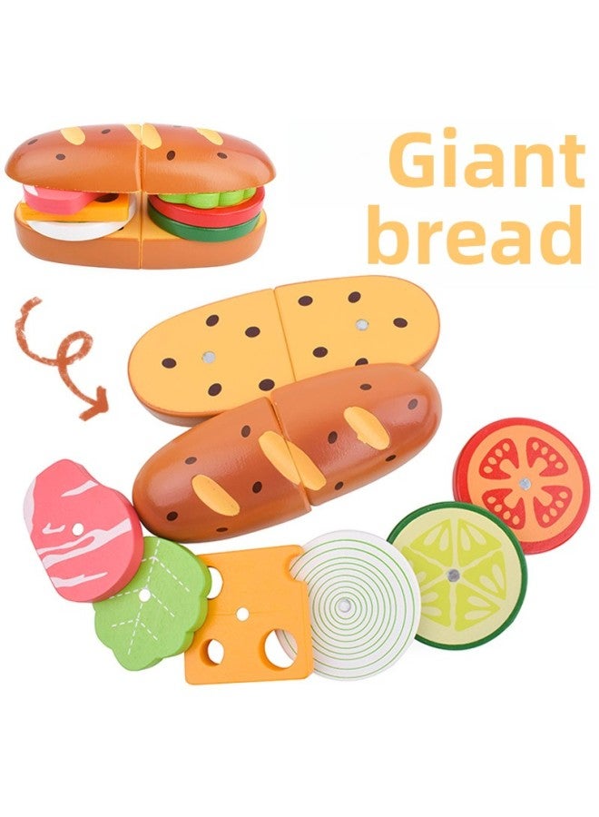 Yiwang Wooden Home Snacks Cut To See Toy Simulation Kitchen Toy Magnet Single Sale Cut To Play-Color:Hot Dog - Image 4