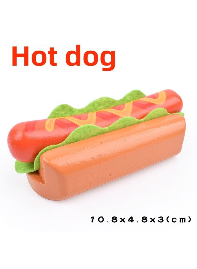 Yiwang Wooden Home Snacks Cut To See Toy Simulation Kitchen Toy Magnet Single Sale Cut To Play-Color:Hot Dog - Image 1