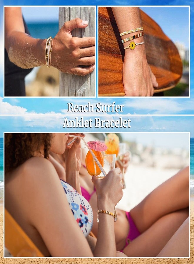 FEYIR 16 Pcs Boho Surfer Bracelet Adjustable Ocean Wave String Bracelets Handmade Waterproof Summer Braided Rope Beach Bracelet Anklet for Women - Image 3