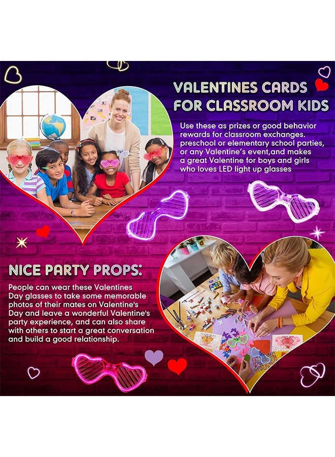 HY Light-up LED Glasses, 5 Pack Heart Shape Toys Party Favors Glow In The Dark Supplies Shutter Shades Sunglasses Luminous Neon in the Dark for Adult Kids - Image 5