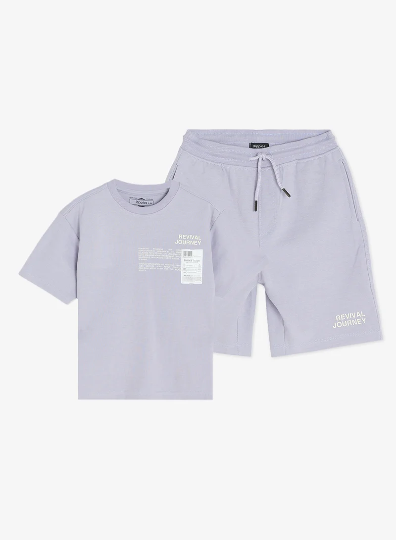 ريبلز مع نمشي Boys Drop Shoulder T-shirt & Shorts Set