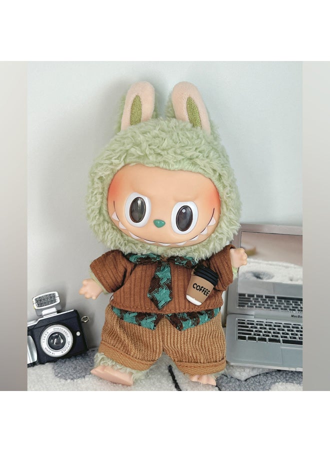 Labu Baby Coat Generation II Labubu Baby Coat 17cm Blind Box Labu Standing Posture Clothes Suit Many Points-Specifications:It's Just That Baby Clothes Don't Have Dolls-Color:Raw Coconut Latte