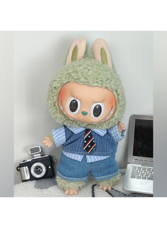 Labu Baby Coat Generation II Labubu Baby Coat 17cm Blind Box Labu Standing Posture Clothes Suit Many Points-Specifications:It's Just That Baby Clothes Don't Have Dolls-Color:Raw Coconut Latte