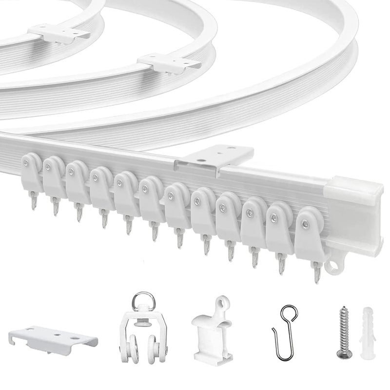 JIHXYER Flexible Bendable 16.4ft (5m) Curved Ceiling Mount Curtain Track, PVC White Matte, for Home, Office, RV, Bathroom - Image 1