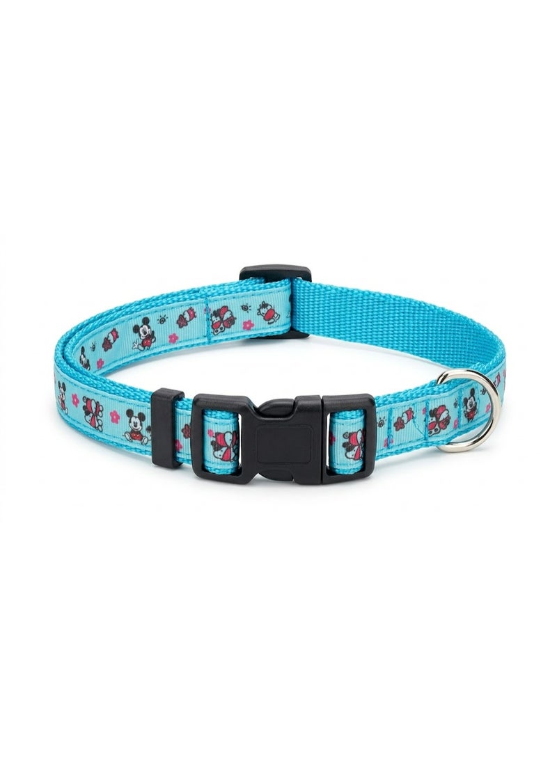 Adjustable Dog Collar , Blue Nylon, Quick-Release Buckle, L-XL Size