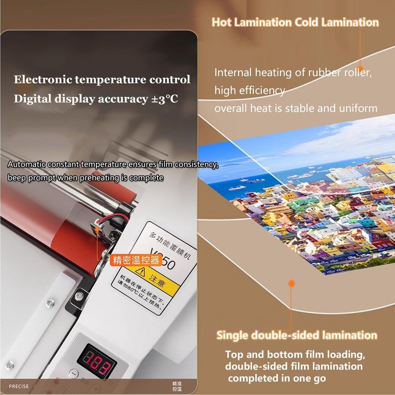 Laminating Machine,Single- & Double-Sided Thermal Laminator,Hot Cold Laminating Machine Single,Commercial Photo Laminator,for Paper Card Wood Veneer PVC Foil,460mm,460mm - Image 2