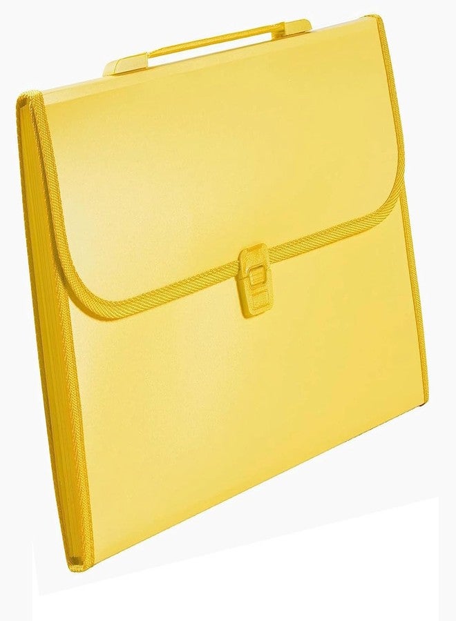 Shining Zon 13 Pockets Plastic Expanding File Folder Documents Large Size A4 Fs Letter Paper Holder with Carry Handle for School Office Home Collage Certificate Organizer (Pack of 1 Yellow Colour) - Image 2