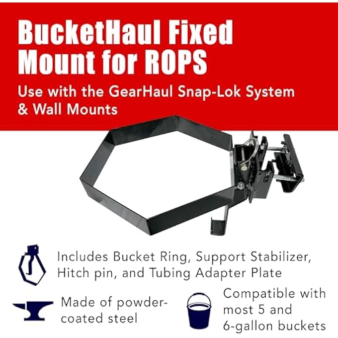 rayihni BucketHaul Universal Bucket Carrier Kit for Tubing and ROPS, Fixed Mount, Made in USA - Image 3