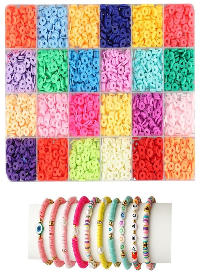 vah 2000 Pcs-6800 Pcs Clay Beads for Bracelets Making 6mm Spacer Beads for Jewelry Making Earring Bracelets Necklace Earring Accessories DIY Handmade Craft (24 Color) - Image 1