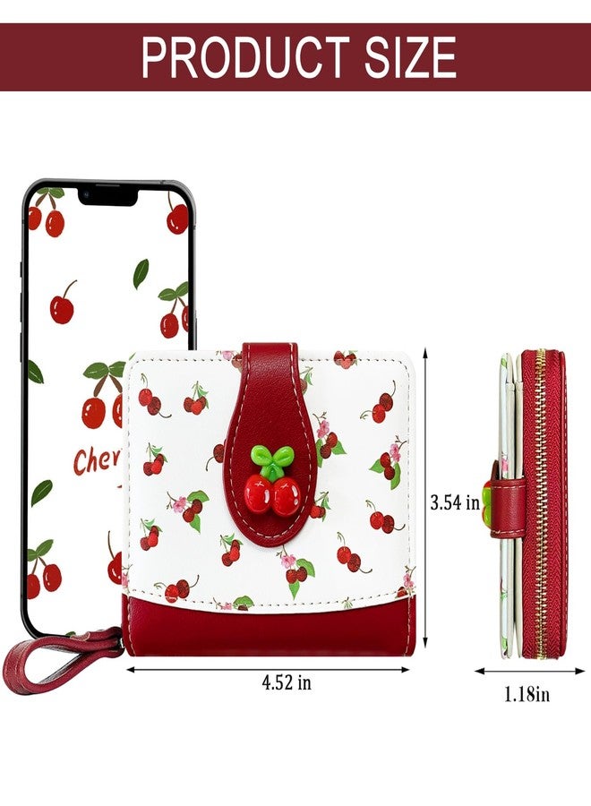 Sunwel Fashion Cutest Fruit Prints Wallet Card Slots Small Wallet with Zipper Coin Pouch Wallet for Women Girls (CHERRY) - Image 4