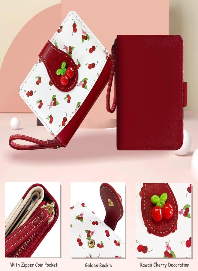 Sunwel Fashion Cutest Fruit Prints Wallet Card Slots Small Wallet with Zipper Coin Pouch Wallet for Women Girls (CHERRY) - Image 5